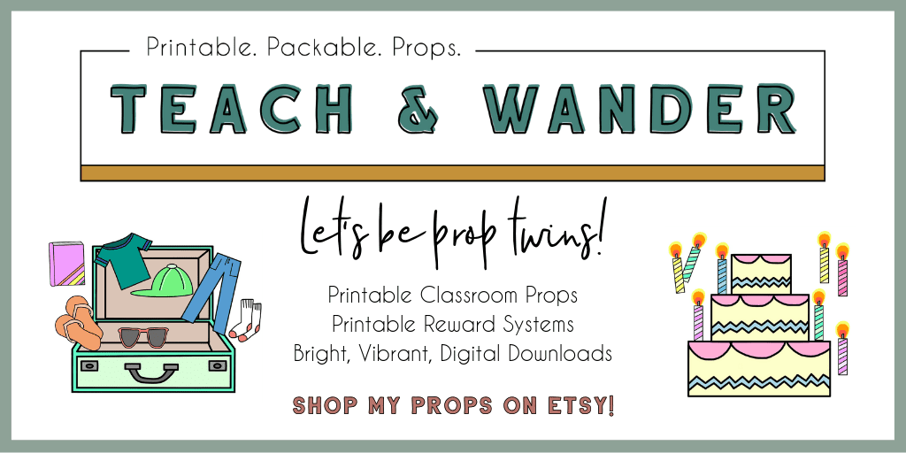 Teach and Wander - Printable Props for Online ESL teachers