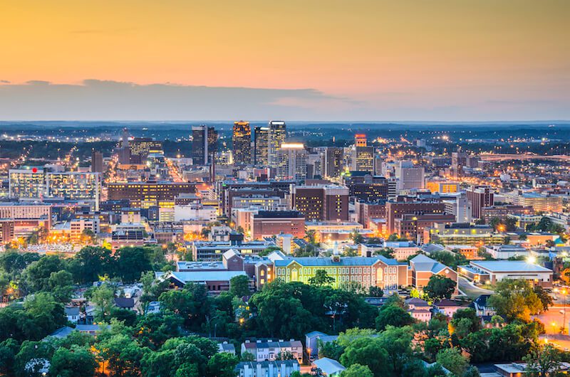 City Skyline Birmingham Alabama via DepositPhotos
