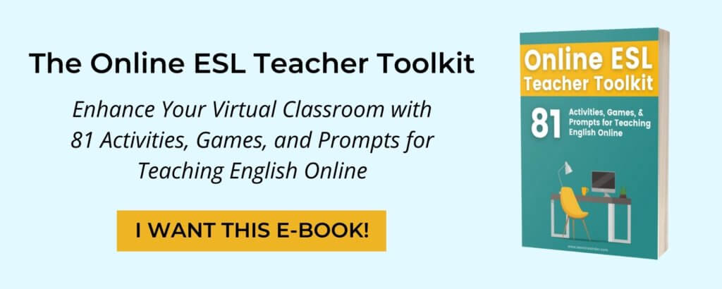 The Online ESL Teacher Toolkit Ebook. Discover 81 Activities and Games for teaching online to enhance your virtual classroom