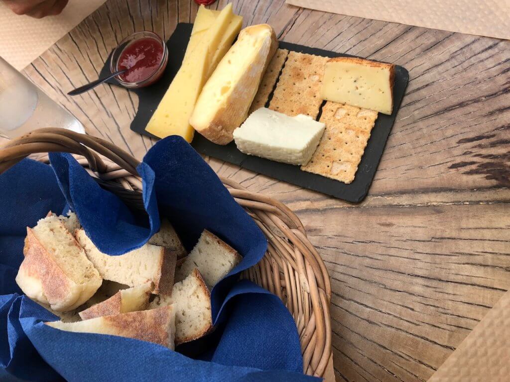 Assorted Azorean cheeses and breads