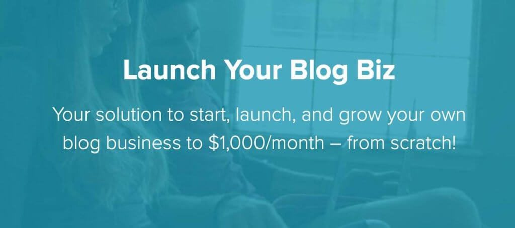 White text on a light blue background that says "Launch your Blog Biz"