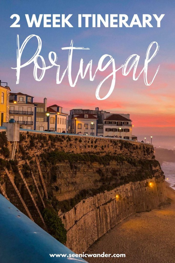 Two weeks in Portugal, background image of a sunset over Ericeira