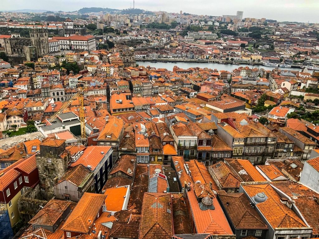 Red rooftops of the Porto historic district with the river in the background