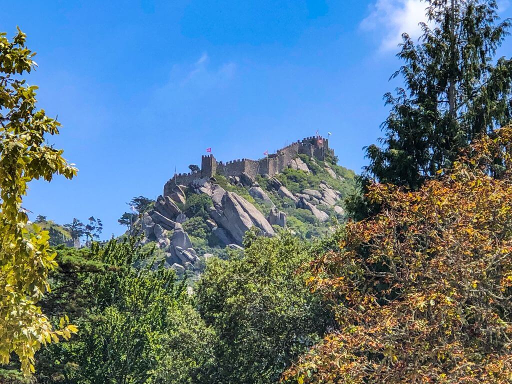 The Moorish Castle in Sintra on a rocky outcropping